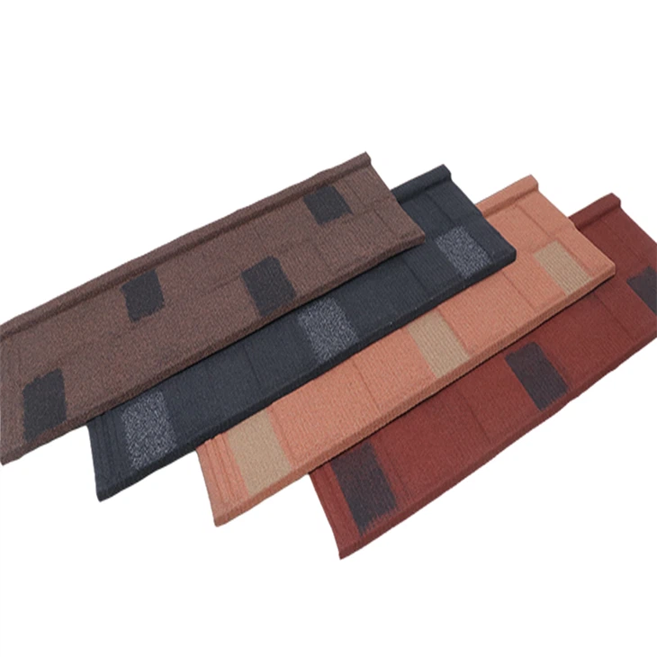 África resistente a desastres más barato Teja metálica recubierta de piedra Material de construcción Cubierta de arena Hoja para techos de acero Teja Eurotile